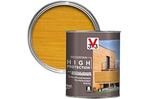 V33 High Protection Woodstain - 8-Year Guarantee - UV Filters - Water-Repellent - Quick-Drying - Only 2 Coats - Light Oak Matt 750ml