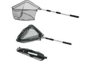 RESTCLOUD Fishing Landing Net with Telescoping Pole Handle, Fishing net Freshwater for Kids Men Women, Extend to 40-63 Inches