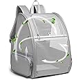 Texsens pet backpack carrier for small cats dogs | ventilated design, safety straps, buckle support, collapsible | designed for travel, hiking & outdoor use (light gray)