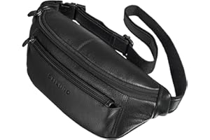 STILORD 'Bryce' Marsupio in Pelle Cintura Uomo Donna Vintage Borsa a Tracolla Borsello Zainetto Monospalla con Tasche Cerniera per Festival Montagna, Colore:nero