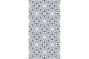 Panorama Alfombra Vinílica Cocina Baño - Modelo Baldosín Oriental Caleidoscopio Azul 200x250 cm - Varios tamaños - Decoración Hogar