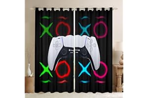 HOMEWISH Tende per videogiochi tende da gioco ragazzi bambini camera da letto tende per finestre videogiochi gamepad joysticks D-pad finestra drapes Action Buttons gioco pannelli tenda console,46 "X54"