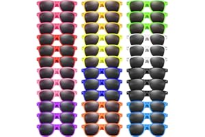 Bouiexye 36 Pack Neon Sunglasses Kids Boys and Girls Glasses Kids Party Supplies Favors Bulk for Beach Pool (12 Color)
