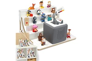 stadtecken Étagère magnétique pour figurines de boîte à musique, convient pour Kallax et plus encore, en option avec espace pour Toniebox, convient pour environ 50 figurines, blanche (BoxPlus)