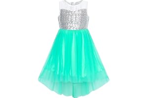 Sunny Fashion Vestito Bambina Lustrino Maglia Festa Nozze Principessa Tulle 7-14 Anni