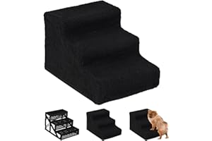 Relaxdays Schody dla psów, 3 stopnie, duże i małe zwierzęta, rampa dostępowa, kanapa wspomagająca wspinaczkę, pokrowiec, 30 x 35 x 45 cm, czarny, PP, poliester, 1 sztuka