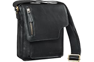 STILORD 'Pete' Bandolera piel pequeña hombre y mujer Bolso mensajero vintage Bolso de hombro masculino Bolsa Tablet de 8,4' cuero genuino