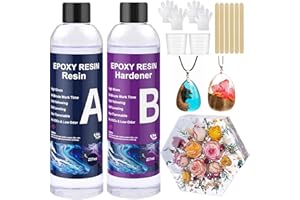 FANKOO Epoxidharz mit Härter, Epoxidharz Set Anfänger, 1: 1 Verhältnis Profi Qualität Glasklar Geruchsarm Epoxidharz Kleber für Holz, Handwerk, Schmuckherstellung, Flusstische Harz (16oz-A)