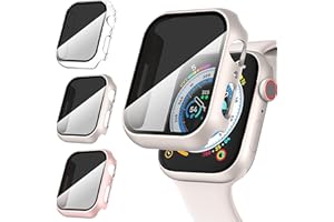 Diruite 3-Pack Prywatności Ochraniacz Ekranu do Apple Watch Series 8/7/6/5/4/SE 2/SE Etui,Twardy PC+Hartowane Szkło Antyszpieg Screen Protector do Apple Watch 45mm 44mm 41mm 40mm Ochrona Case