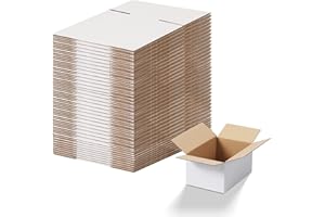 EYMPEU Cajas de Cartón 15,3x10,2x7,7cm Con Tapa, Pack 40, Pequeñas de Ondulado, Blanco