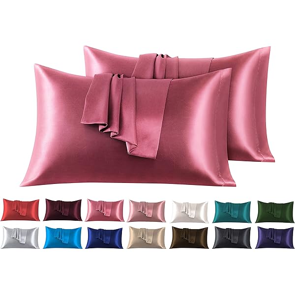 Set 2 Federe Cuscino In Raso - Effetto Seta Per Capelli E Pelle - Beige