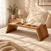 WOODSILO Wooden Bed Table: Rustic Foldable Breakfast & Laptop Serving Tray | Multipurpose Portable Desk