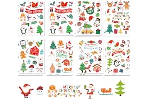 BROMMAT Adesivi Natalizi, 16 Fogli Adesivi Natale per Pacchetti, Stickers Natale Decorazioni Natalizie per Scrapbooking, Diario, Calendario, Foto Album, Biglietti d'Auguri, Libri, Bottiglia, Vasetti