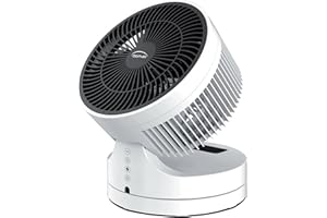 DOMAIR FSA - Ventilateur de Table Compact - Diamètre de l'hélice 23 cm - 45 Watts - 3 vitesses - Débit d'air : 829 m3/h - Oscillation à 70 ° - Inclinable à 90 ° - Affichage LED - Blanc/Noir