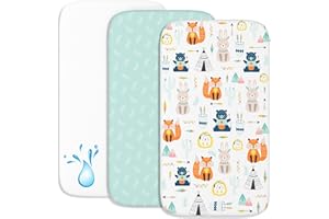 SWEETY FOX Lenzuola Next To Me 3-in-1 - Lenzuola Culla Cododo con Angoli (Set da 2) + 1 Coprimaterasso Impermeabile con Elastico - 50 x 83 cm - Per Culla Co-sleeping, Lettino - Bimbo e Bimba - Volpe