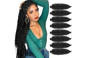 BLUONASI 24 Inch Marley Twist Braiding Hair 8 packs Pre-Separated Springy Afro Twist Hair Extension Kinky Afro Twist Crochet Hair Braids Marley Hair Spring Twist (24 Pouces (Pack of 8), 1B)