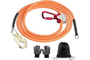 GJCrafts Kit de corde en acier Flip Line - Cordon en acier avec mousqueton triple verrouillage - Cordon réglable - Corde d'escalade pour arbres, arboriculteurs, protection contre les chutes