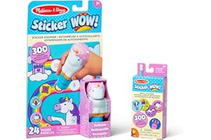 Melissa & Doug Sticker WOW Unicorn Bundle: Sticker Stamper, 24-Page Activity Pad, 600 Total Stickers, Arts and Crafts Fidget Toy Collectible Character