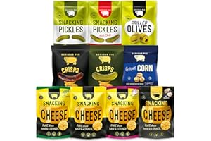 Serious Pig Vegetarian Snack Selection | Cheese, Pickles, Olives, Crisps & Corn (22 Snacks)