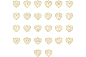 UNICRAFTALE 26 Uds Dijes de Metal con Alfabeto de Aleación Corazón Dorado con Colgantes de Alfabeto Colgante de Dijes con Letras A ~ Z para Hacer Pulseras DIY
