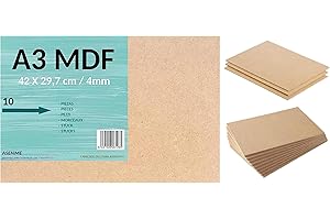 ASENME 10 fogli di legno MDF 42x29,7x4mm, tavola di legno, fogli di legno, legno per l'artigianato (A3)