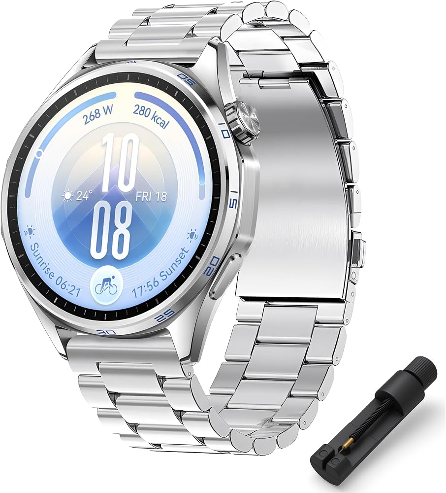 Teknoft 22mm ile Uyumlu Saatler için Paslanmaz Çelik 46mm Baklalı Kordon HUAWEI Watch (GT7 Pro/GT7/GT6 Pro/GT6/GT5 Pro/GT5/GT4/Watch 4 Pro/GT3/GT3 Pro/GT2/GT2 Pro)