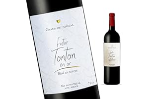 FUNFEST Etiquette Bouteille de Vin d'annonce de Grossesse - Futur Tonton en or - Grand Cru Spécial - Annonce future naissance pour Tonton