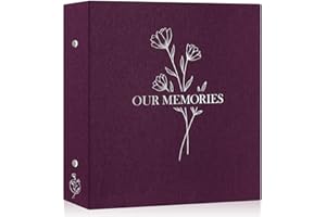 Lanpn Photo Album 6x4 Slip in, OUR MEMORIES Linen Extra Large Capacity 1000 Pockets Photo Albums Holds Landscape and Portrait 10x15cm Picture Purple