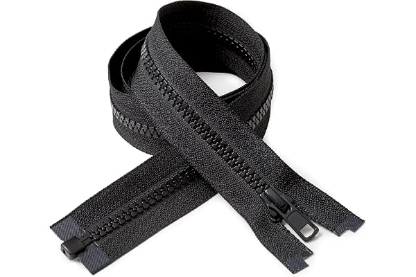 IPEA Fermetures Éclair Noir 45 cm – 2 pièces – Deux Fermetures à Glissière pour Couture, Ameublement, Vestes, Accessoires – Chaine taille #5 – Largeur 30 mm – Couleur Noir BSLAM045/20