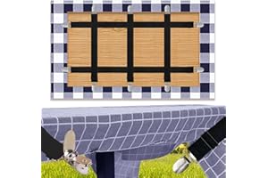 CUNGLIN Tablecloth Clips for Outdoor Thick Tables Hidden Strap 5 Pack, Adjustable Elasticity Picnic Table Cloth Holder Clip Large Clamp for Bench Cover Party Restaurant Camping RV Essential Accessory Black