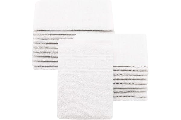 ZOLLNER Set de 20 Gants de Toilette, 16x22 cm, Coton mélangé, 340g/m², Blanc
