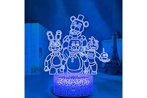 ANJINGUANG FNAF LED Night Lights Five Ni-GHT at Freddy 3D Illusion Lampada da comodino 7 colori che cambiano illuminazione del sonno con pulsante Smart Touch carino creativa ideale arte e artigianato