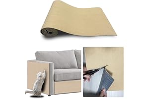 JSUDQR Alfombrilla autoadhesiva para rascar Gato 40x200cm Caqui Rascador para Gatos Sofa para sofás, Muebles y alfombras