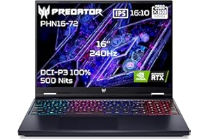 ACER Predator Helios 16 PHN16-72-94FH, Ordinateur Portable Gaming 16" WQXGA IPS 240Hz, PC Portable Gamer (Intel Core i9-14900HX, RAM 32Go, 1024 Go SSD, NVIDIA GeForce RTX 4070, Windows 11) - Noir
