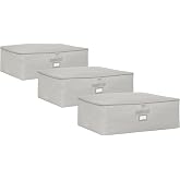 Ocean Home Textile 3'l&uuml; B&uuml;y&uuml;k Boy Gri Balıksırtı Baza Altı Hur&ccedil; Set 62 x 46 x 22 cm