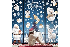 COZYAN 190 Piezas Pegatinas Navidad para Ventanas, Cristal y Escaparate - Acuarela Vinilos Grandes, Pegatina de Pared y Copo de Nieve