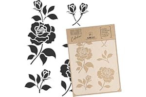 NL NAKLEO ART & WALL DECOR Stencil in plastica riutilizzabile fai da te // A3 A4 A5 Rose // Artigianato - Mobili - Scrapbooking - Decoupage (A5)