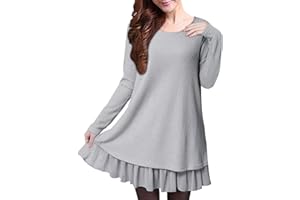 ZANZEA Women Jumper Knit Sweater Jumper Dress Long Tops Lace Hem Long Sleeve Tops Pullover Evening Party Bow Dress