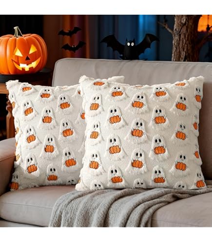 Herbst Kissenbezüge Mit Kürbis-Muster - 43x43cm Saisonale Dekoration