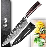 GoFire 8 Inch Premium Chef Knife Ultra Sharp High Carbon Stainless Steel Kitchen Knife Slicing Dicing Carving Knife Ergonomic