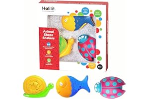 Halilit Animal Shaker Musical Instrument Gift Set. Musical Sensory Toy Set for Babies Includes 3 Brightly Coloured Animal Baby Shakers and Rattles. Suitable Gift for Baby Boys and Girls 3 Months +