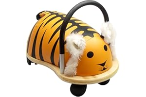 Wheelybug Toddler Wooden Ride-On, Multi-Directional Castor Wheels, Safety Certified Developmental Toy for Outdoor/ Indoor Fun, Large (2.5 - 5 Years), Tiger
