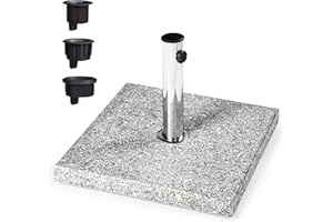 ‎PARAMONDO paramondo Sonnenschirmständer Schirmständer aus Granit, Quadratisch, 48 x 48 cm, mit Adapterhülsen, für mittelgroße Sonnenschirme