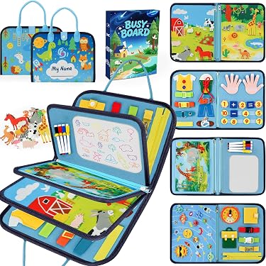 Busy Board Montessori – 20 En 1 Quiet Book – Jouet Éducatif En Feutre Pour Motricité Fine – Cadeau 1 à 5 Ans