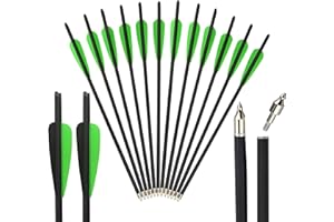 AMEYXGS 12pcs Flèches pour Arbalète Mélangées de Carbone de Boules D'arbalète 16" 17" 18" 20" 22" pour la Pratique de Chasse et Pratique de Tir à l'arc