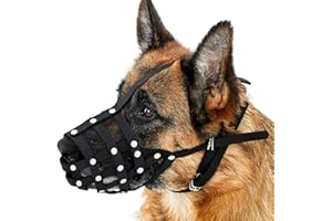 CollarDirect Bozal para Perro Pastor Alemán Dálmata Doberman Setter Cesta de Cuero Razas Medianas Grandes Negro Marrón (L, Negro)