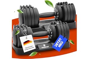 ‎EVERLEVEN Verstellbare Kurzhantel Set | 15 Gewichtseinstellungen | Einzelhantel | Verstellbare Kurzhantel | einstellbar und platzsparend [FIX LOCK] Gewichte für Homegym Krafttraining
