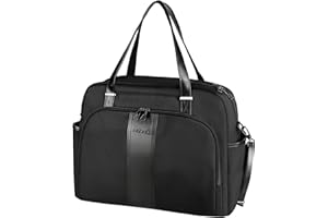 KROSER Laptop Torebka damska Shopper 15.6 "Stylowa torba na ramię Wodoodporna duża podróżna torba na zakupy z kieszeniami RFID do pracy/biznesu/uczelni/kobiet - czarna DUŻO