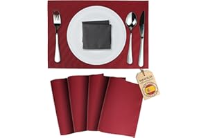 Mondiroso. Pack de 4 Manteles Individuales Mesa Lavables. Salvamanteles Individuales Antideslizantes Mantel Individual para Mesa de Comedor y Cocina. (4 uds, Granate)