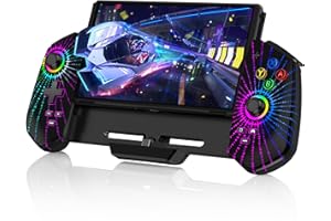 HELLCOOL Hall-Effekt Switch Controller, Plug&Play Handheld Switch Controller für Switch/OLED Konsole, Präzise Joystick, Cooles RGB-Licht Look, 4xSpiele Karten Slots